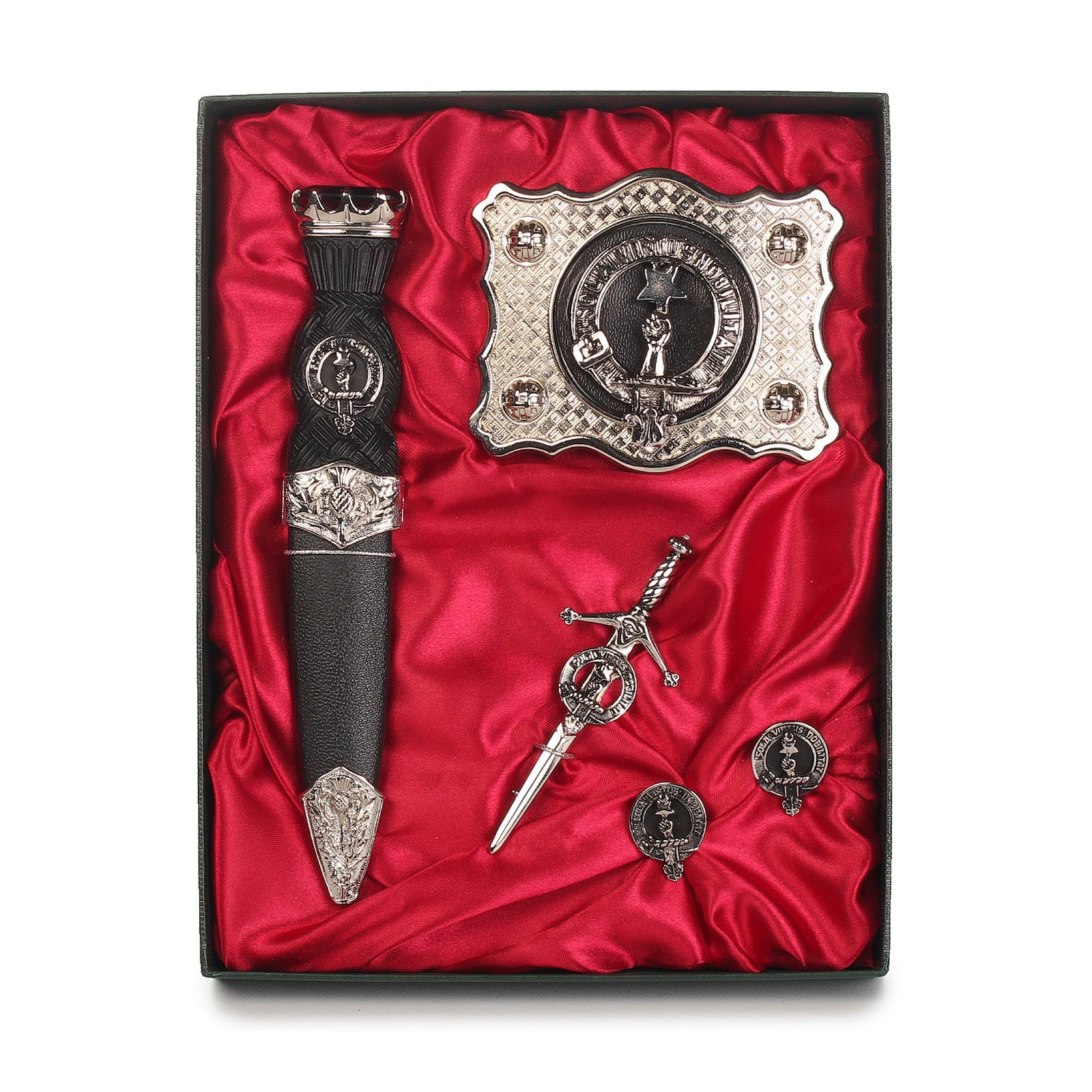 Henderson Clan Badge, Kilt Pin, Lapel Pin, Cufflinks, Keyring/Key Fob & Gift Set — Fine Pewter by Art Pewter — Made in Scotland (Shiny Finish) - Heritage Of Scotland - Gift Set