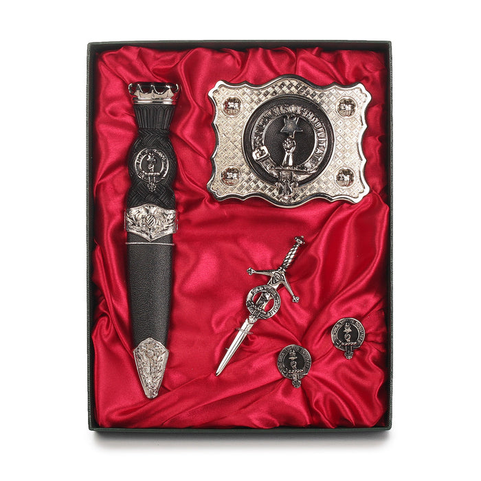 Henderson Clan Badge, Kilt Pin, Lapel Pin, Cufflinks, Keyring/Key Fob & Gift Set — Fine Pewter by Art Pewter — Made in Scotland (Shiny Finish) - Heritage Of Scotland - Gift Set
