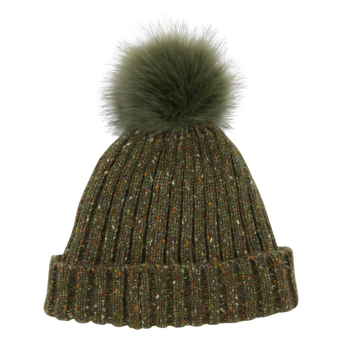 Heritage Donegal Rib Lined Pom Pom Hat - Heritage Of Scotland - GREEN