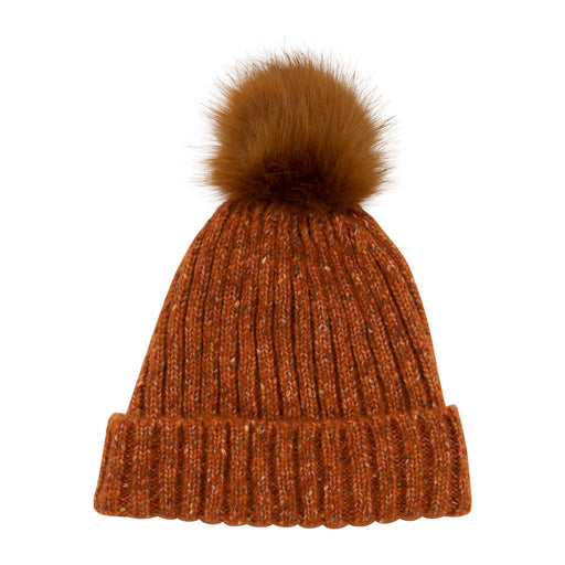 Heritage Donegal Rib Lined Pom Pom Hat - Heritage Of Scotland - RUST