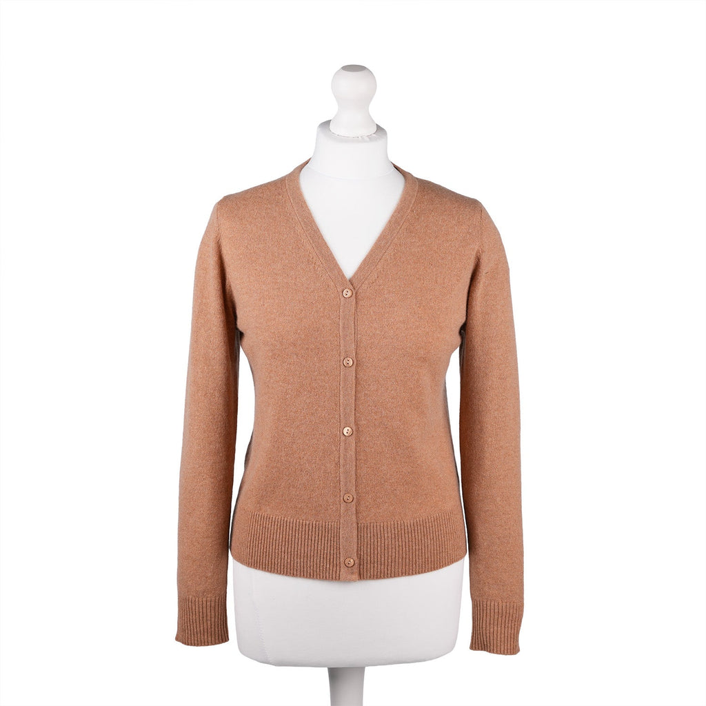 Dunedin Cashmere V‑Neck Cardigan - Camel - 100 % Pure Cashmere
