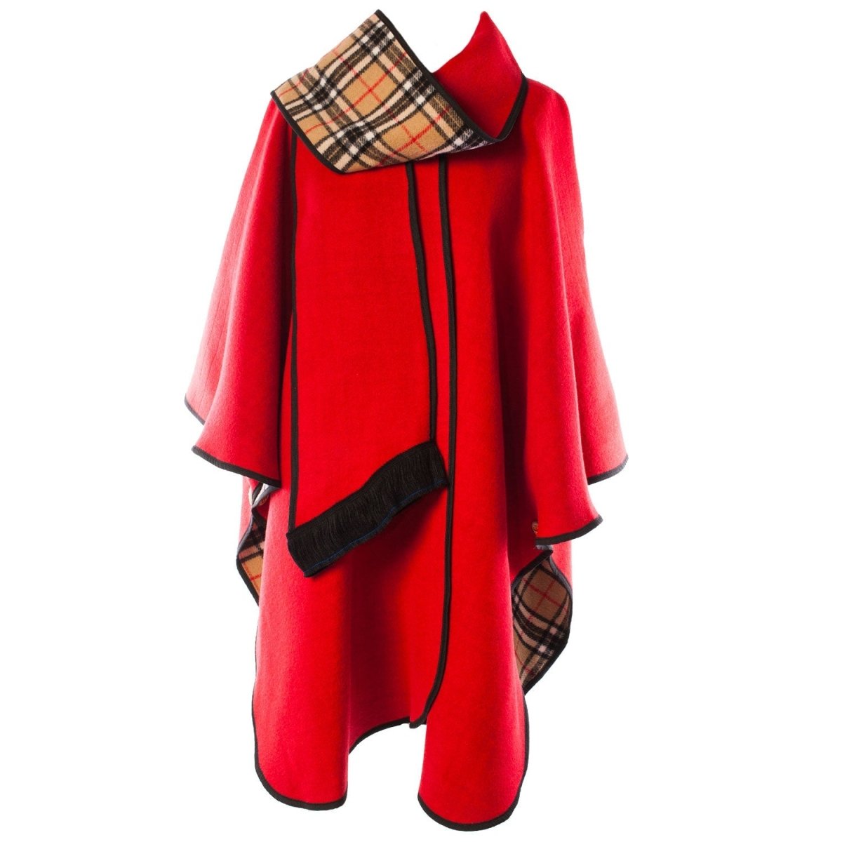 Heritage of Scotland Ladies Warm Reversible Wool Blend Cape - RED - Heritage Of Scotland -