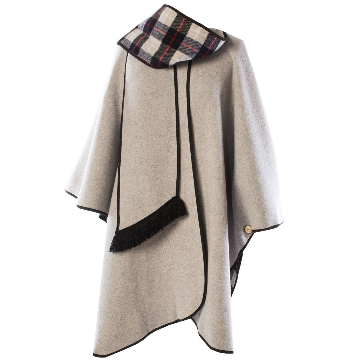 Heritage of Scotland Ladies Warm Reversible Wool Blend Cape - SILVER - Heritage Of Scotland -