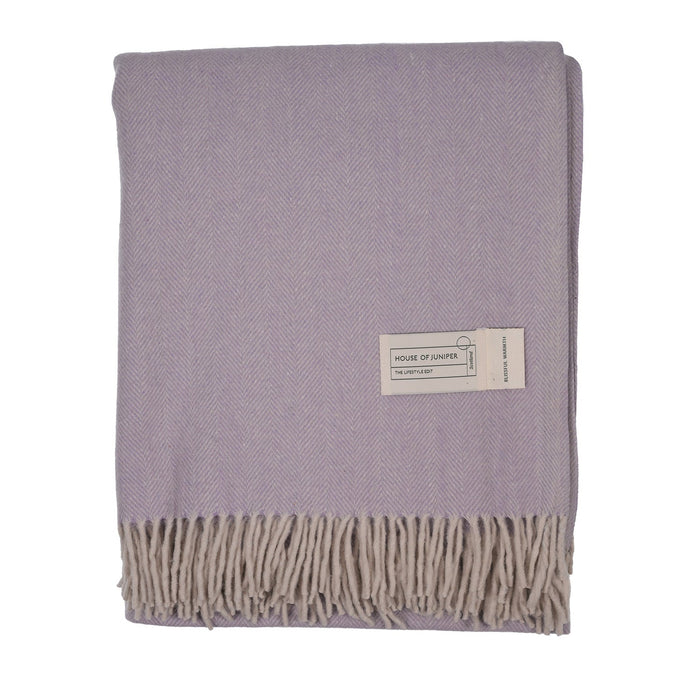 Herringbone Blanket 70% Recycled Wool - Heritage Of Scotland - HEATHER