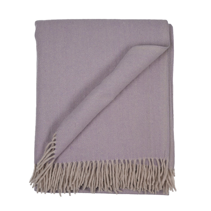 Herringbone Blanket 70% Recycled Wool - Heritage Of Scotland - HEATHER