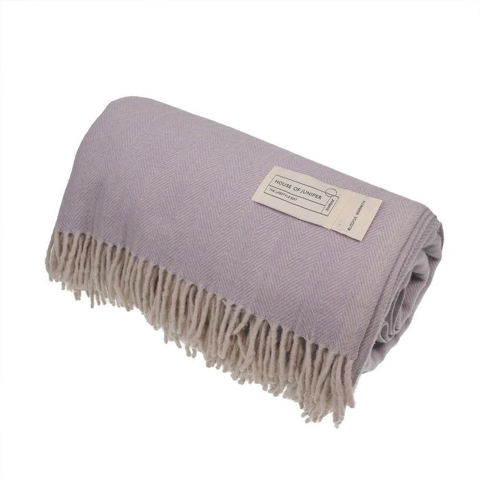 Herringbone Blanket 70% Recycled Wool - Heritage Of Scotland - HEATHER