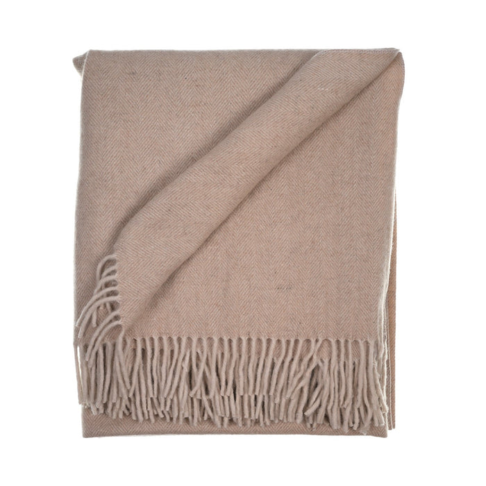 Herringbone Blanket 70% Recycled Wool - Heritage Of Scotland - OATMEAL