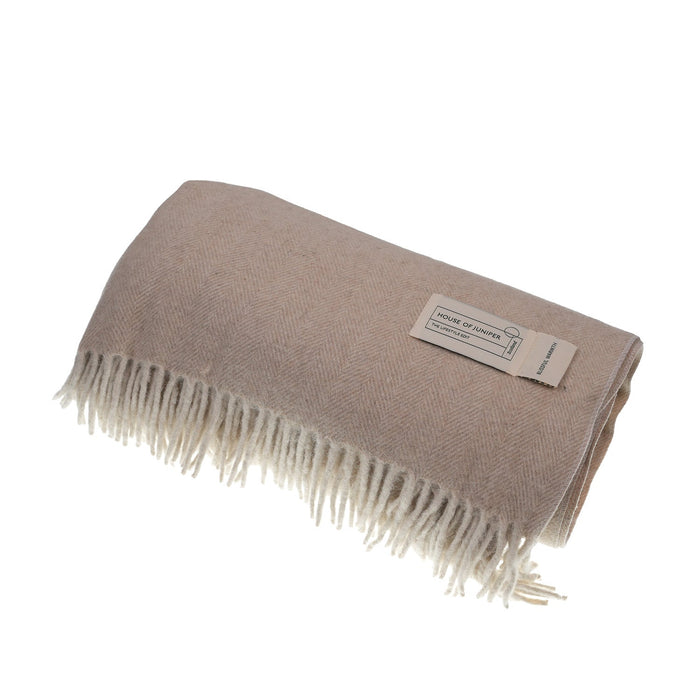 Herringbone Blanket 70% Recycled Wool - Heritage Of Scotland - OATMEAL