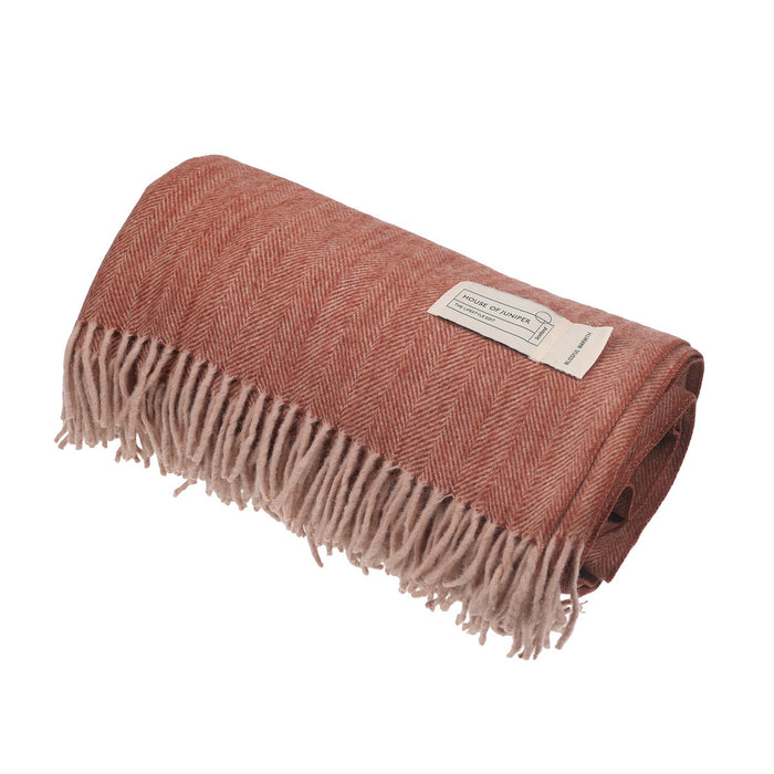 Herringbone Blanket 70% Recycled Wool - Heritage Of Scotland - SPICE
