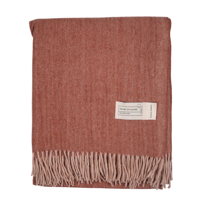 Herringbone Blanket 70% Recycled Wool - Heritage Of Scotland - SPICE