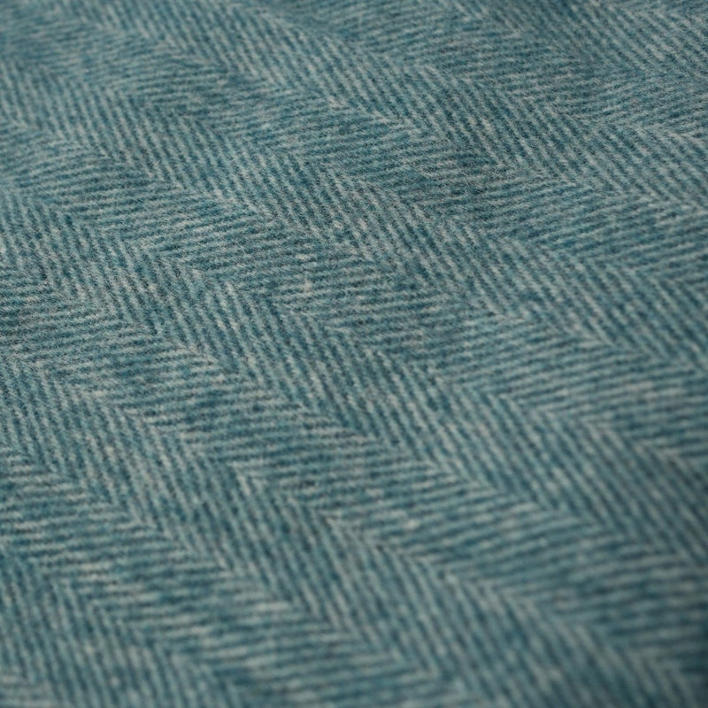 Herringbone Blanket – Pastel Throw with Fringes - TURQUOISE - Heritage Of Scotland -
