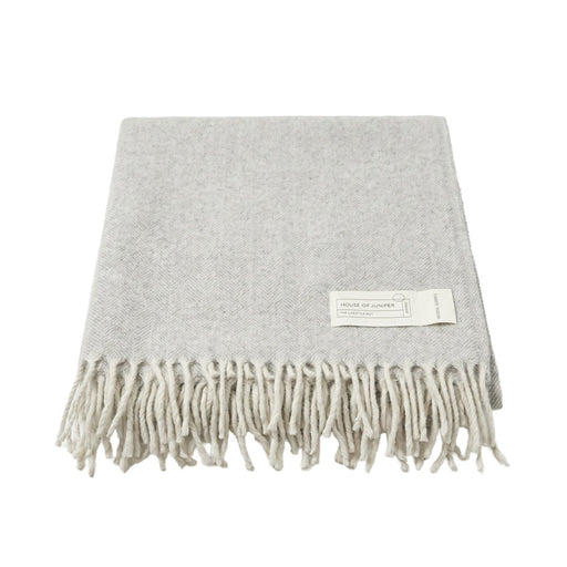 Herringbone Blanket Throw - Oyster Grey - Heritage Of Scotland - 