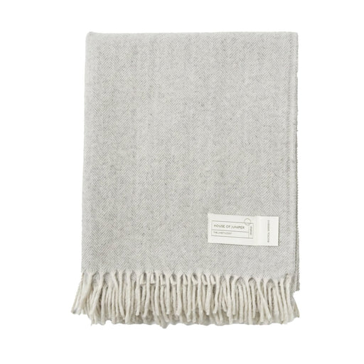 Herringbone Blanket Throw - Oyster Grey - Heritage Of Scotland - 