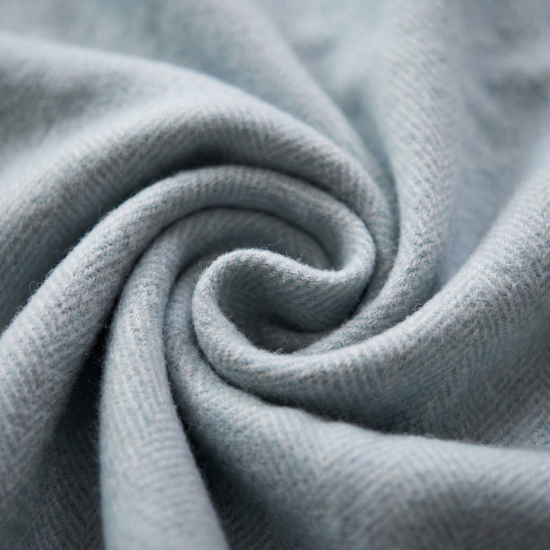 Herringbone Knee Blanket – Pastel Throw with Fringes - Heritage Of Scotland - CORNFLOWER