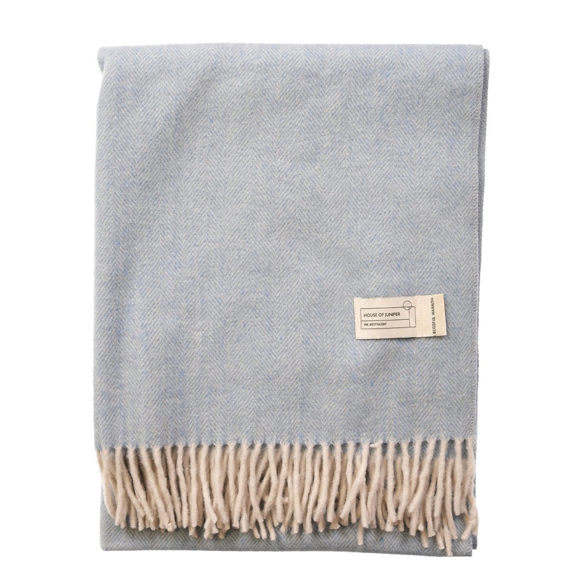 Herringbone Knee Blanket – Pastel Throw with Fringes - Heritage Of Scotland - CORNFLOWER