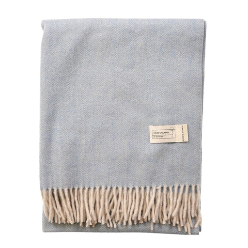 Herringbone Knee Blanket – Pastel Throw with Fringes - Heritage Of Scotland - CORNFLOWER