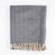 Herringbone Knee Blanket – Pastel Throw with Fringes - Heritage Of Scotland - DENIM