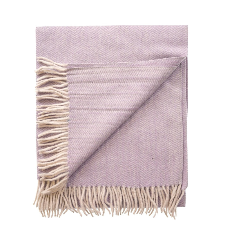 Herringbone Knee Blanket – Pastel Throw with Fringes - Heritage Of Scotland - HEATHER