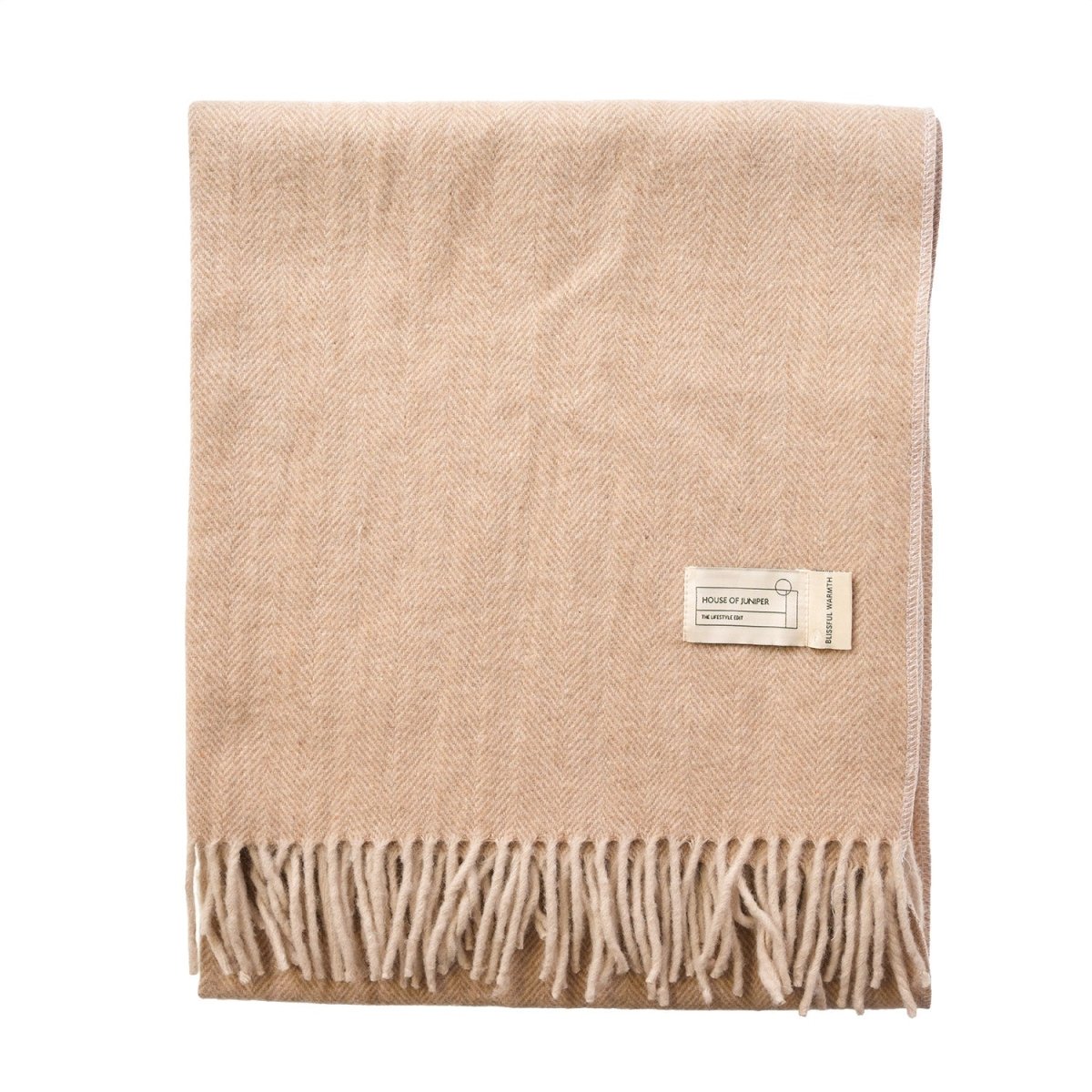 Herringbone Knee Blanket – Pastel Throw with Fringes - Heritage Of Scotland - SAND BEIGE/NATURAL