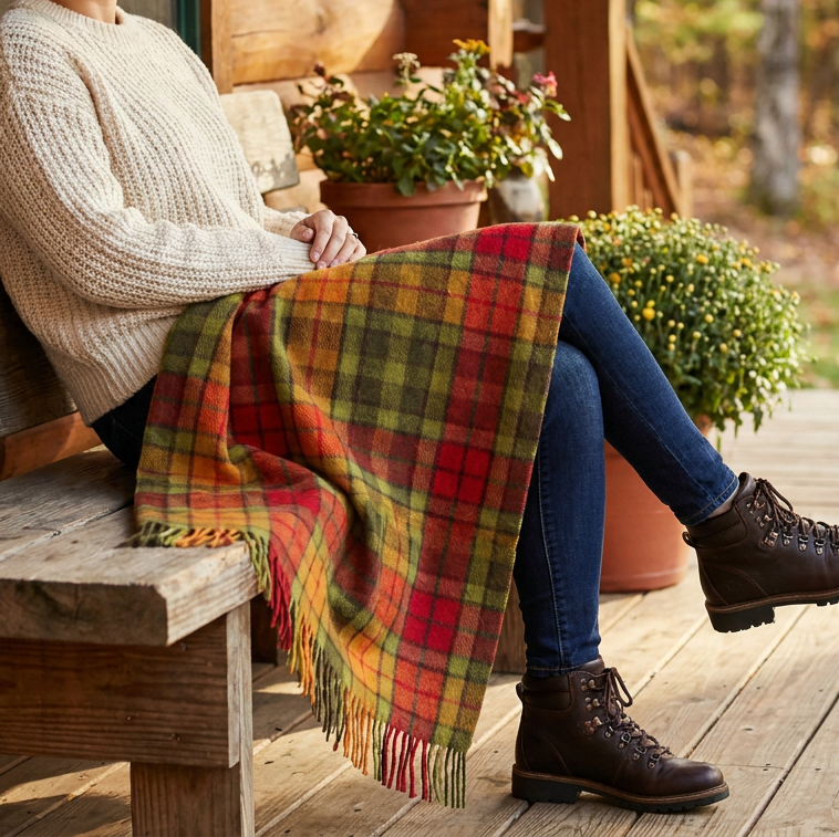 Highland Comfort – Recycled Wool Scottish Tartan Knee Blanket - Buchanan Autumn - Heritage Of Scotland -
