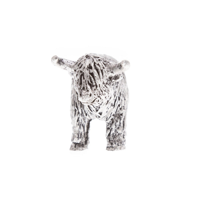 Highland Cow Mini Ornament/ Silver Resin - Heritage Of Scotland - N/A