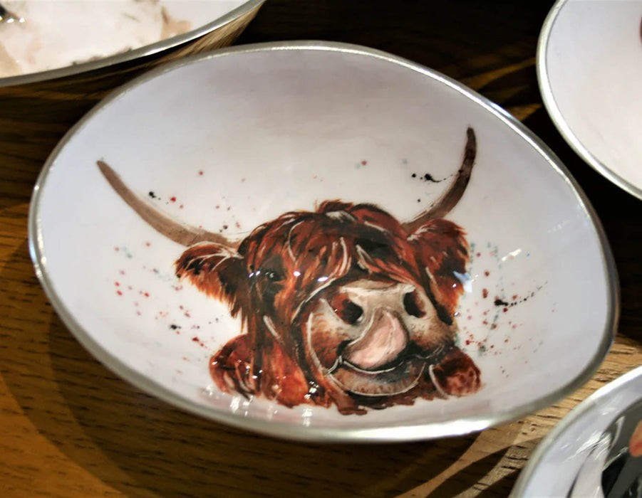 Highland Cow Oval Bowl Small - 16 Cm - Heritage Of Scotland - NA