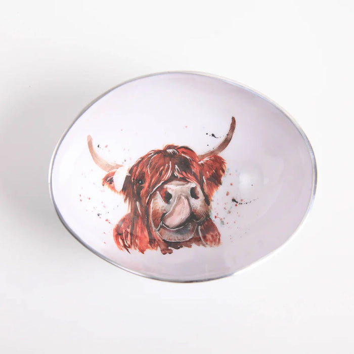 Highland Cow Oval Bowl Small - 16 Cm - Heritage Of Scotland - NA