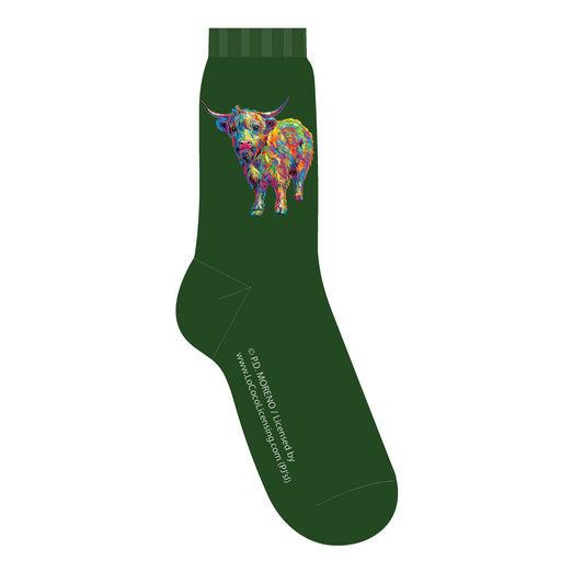Highland Cow Socks - Heritage Of Scotland - FOREST GREEN