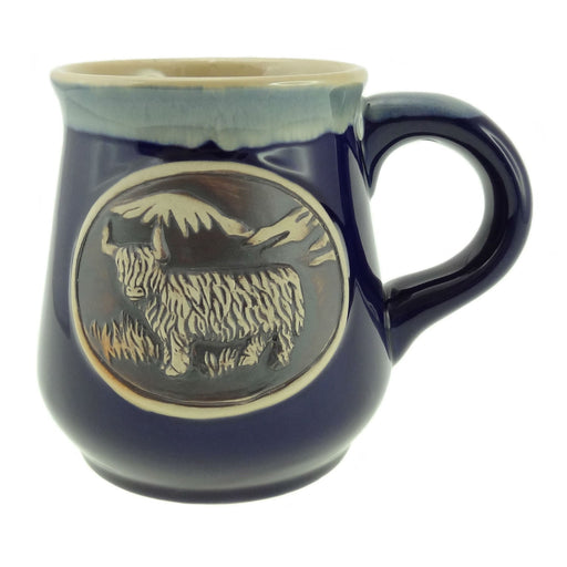 Highland Cow Stoneware Mug – Fun Scottish Drinkware Gift - Heritage Of Scotland - Blue