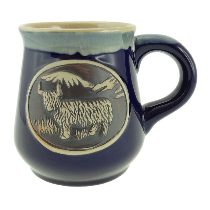Highland Cow Stoneware Mug – Fun Scottish Drinkware Gift - Heritage Of Scotland - Blue