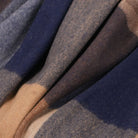 Highland Earth Tone Block Check Recycled Wool Blend Blanket - CAMEL NAVY - Heritage Of Scotland -