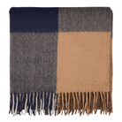 Highland Earth Tone Block Check Recycled Wool Blend Blanket - CAMEL NAVY - Heritage Of Scotland -