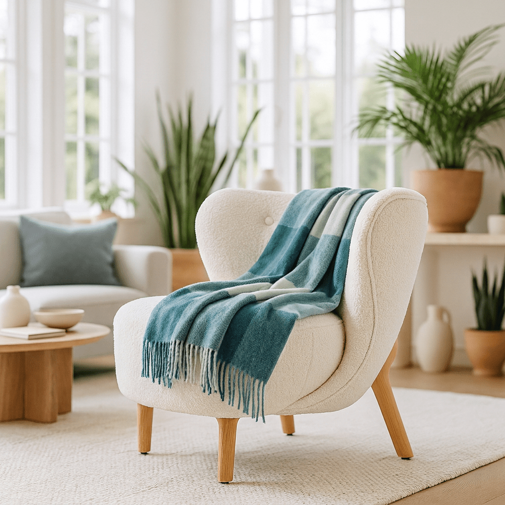 Highland Earth Tone Block Check Recycled Wool Blend Blanket - CANTON - Heritage Of Scotland -