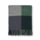 Highland Earth Tone Block Check Recycled Wool Blend Blanket - GREEN NAVY - Heritage Of Scotland -