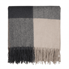 Highland Earth Tone Block Check Recycled Wool Blend Blanket - NATURAL TAUPE - Heritage Of Scotland -