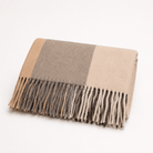 Highland Earth Tone Block Check Recycled Wool Blend Blanket - SOFT STONE - Heritage Of Scotland -