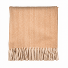 Highland Herringbone Wool Blend Throw Blanket with Tasselled Fringe - CINNAMON LATTE - Heritage Of Scotland -