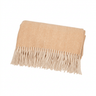 Highland Herringbone Wool Blend Throw Blanket with Tasselled Fringe - CINNAMON LATTE - Heritage Of Scotland -