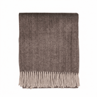 Highland Herringbone Wool Blend Throw Blanket with Tasselled Fringe - DEEP BROWN - Heritage Of Scotland -