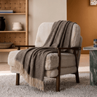 Highland Herringbone Wool Blend Throw Blanket with Tasselled Fringe - DEEP BROWN - Heritage Of Scotland -