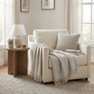 Highland Herringbone Wool Blend Throw Blanket with Tasselled Fringe - GREY MEDIUM - Heritage Of Scotland -
