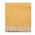 Highland Herringbone Wool Blend Throw Blanket with Tasselled Fringe - MUSTARD - Heritage Of Scotland -