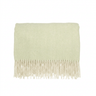 Highland Herringbone Wool Blend Throw Blanket with Tasselled Fringe - SAGE GREEN - Heritage Of Scotland -