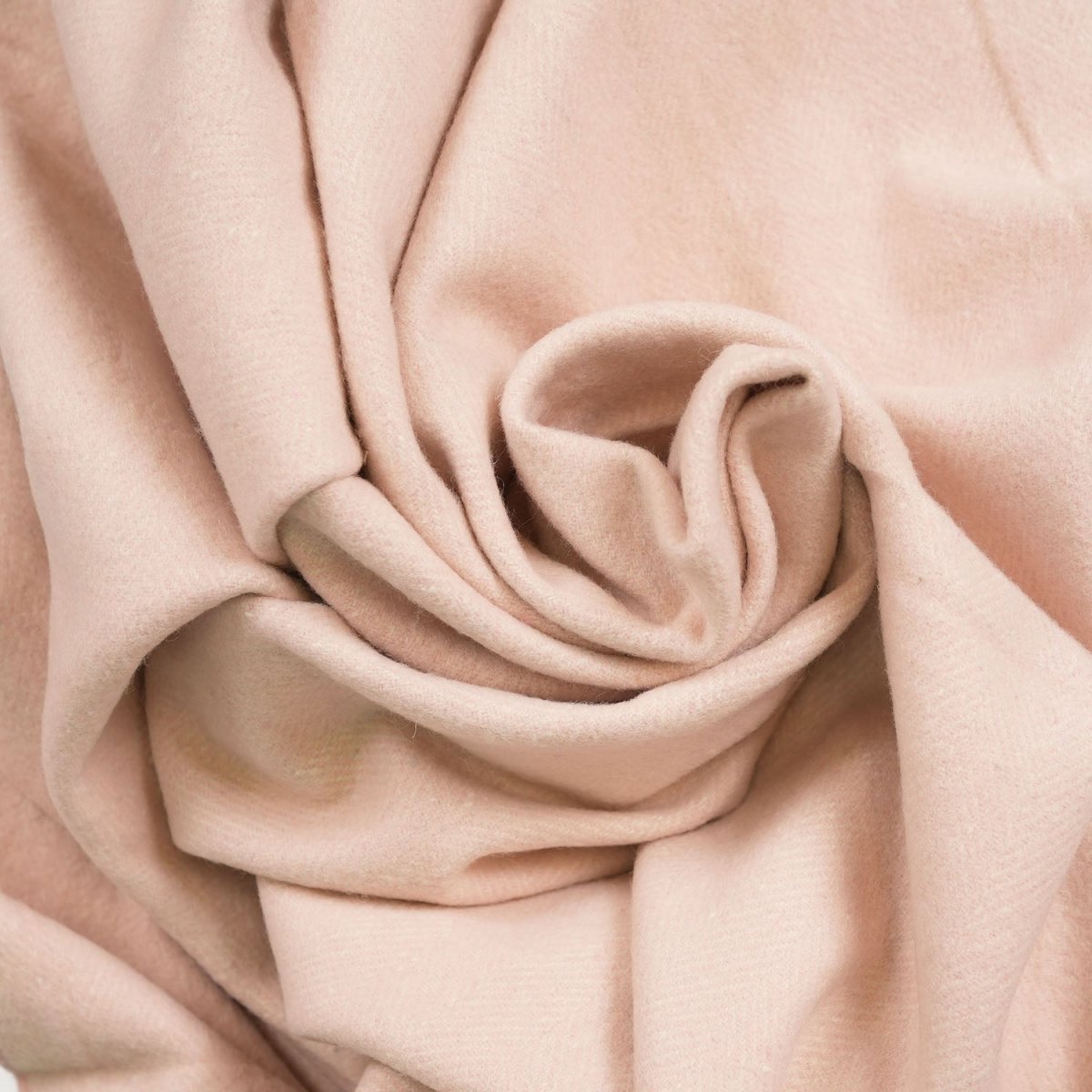 Highland Herringbone Wool Blend Throw Blanket with Tasselled Fringe - SOFT PINK - Heritage Of Scotland -