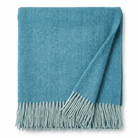 Highland Herringbone Wool Blend Throw Blanket with Tasselled Fringe - TURQUOISE - Heritage Of Scotland -