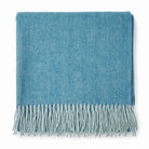 Highland Herringbone Wool Blend Throw Blanket with Tasselled Fringe - TURQUOISE - Heritage Of Scotland -