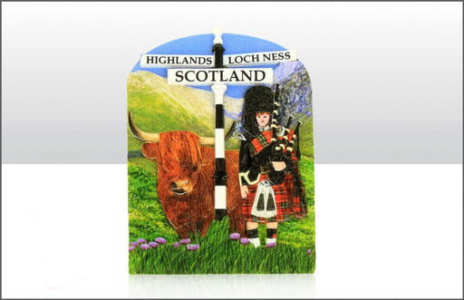 Highland Piper/Coo Printed Resin Magnet - Heritage Of Scotland - NA