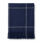 Highland Windowpane Wool Blend Throw Blanket with Tasselled Fringe - BLACK IRIS AND LATTE - Heritage Of Scotland -
