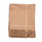 Highland Windowpane Wool Blend Throw Blanket with Tasselled Fringe - LATTE/ PRISTINE - Heritage Of Scotland -