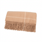 Highland Windowpane Wool Blend Throw Blanket with Tasselled Fringe - LATTE/ PRISTINE - Heritage Of Scotland -